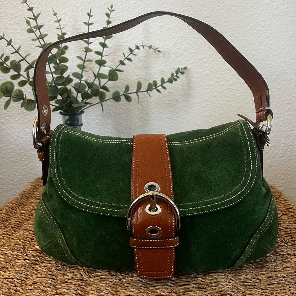 Vintage Y2K Coach Suede Soho hobo shoulder bag F10918 Brown Tan Purse